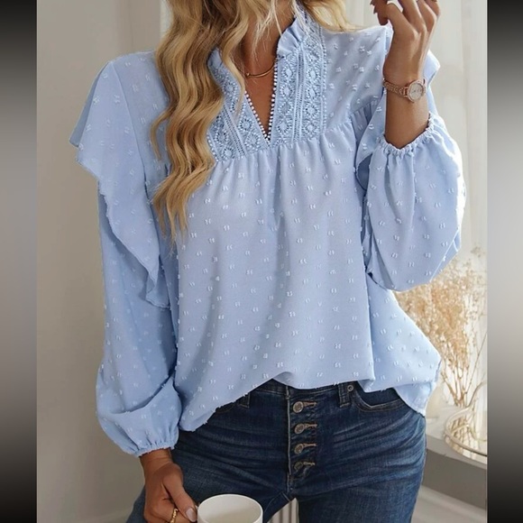 Boho Swiss dot lace ruffle blouse - Picture 4 of 6